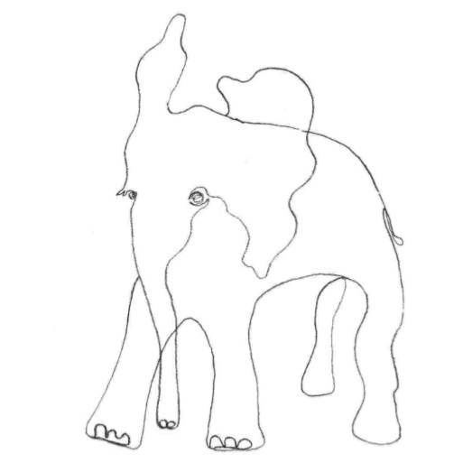 Ein-Strich Elefant